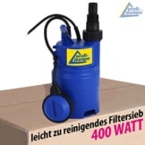 Tauchpumpe f. REGENTONNE REGENFASS Regenfasspumpe Klarwasserpumpe Regentonnenpumpe Regenwasserpumpe 400Watt max. Förderhöhe 7m max. 5800l/h FASSPUMPE REGEN-STAR SUPER 400 Pumpe mit 10m Kabel, internem FILTERSIEB zum Pumpenschutz und Schwimmerschalter -